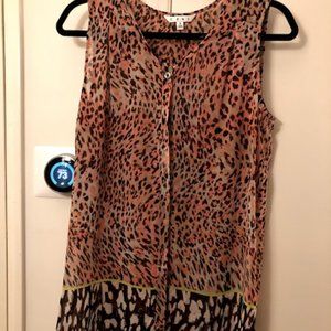 Cabi Beguile Animal Print Long Button Up Blouse